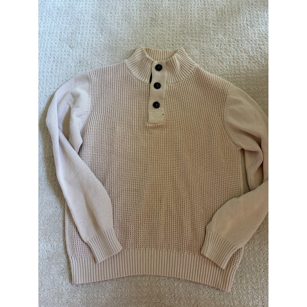 Weatherproof Vintage Sweater Women M Cotton Waffle Knit Button Fishermancore
